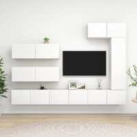  7 Piece TV Cabinet Set White Engineered Wood