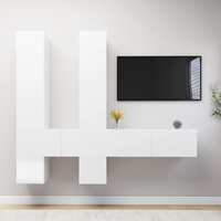  6 Piece TV Cabinet Set White Engineered Wood