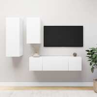  4 Piece TV Cabinet Set White Engineered Wood