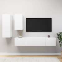  4 Piece TV Cabinet Set White Engineered Wood