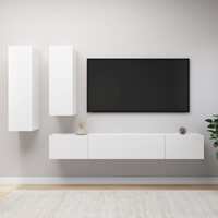  4 Piece TV Cabinet Set White Engineered Wood