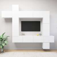  9 Piece TV Cabinet Set White Engineered Wood