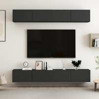  TV Cabinets 4 pcs Black 100x30x30 cm Engineered Wood