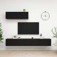  TV Cabinets 3 pcs Black Engineered Wood