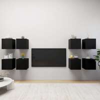  Wall Mounted TV Cabinets 8 pcs Black 30.5x30x30 cm