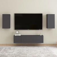  4 Piece TV Cabinet Set Grey Engineered Wood