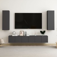  5 Piece TV Cabinet Set Grey Engineered Wood
