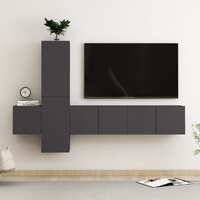  5 Piece TV Cabinet Set Grey Engineered Wood