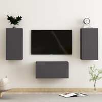  3 Piece TV Cabinet Set Grey Engineered Wood