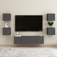  6 Piece TV Cabinet Set Grey Engineered Wood