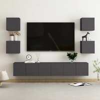  7 Piece TV Cabinet Set Grey Engineered Wood