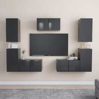  7 Piece TV Cabinet Set Grey Engineered Wood