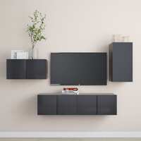  4 Piece TV Cabinet Set Grey Engineered Wood