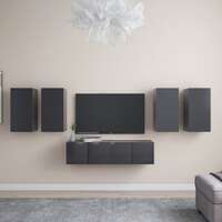  6 Piece TV Cabinet Set Grey Engineered Wood