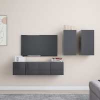  4 Piece TV Cabinet Set Grey Engineered Wood