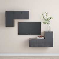  4 Piece TV Cabinet Set Grey Engineered Wood