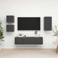  5 Piece TV Cabinet Set Grey Engineered Wood