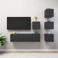  6 Piece TV Cabinet Set Grey Engineered Wood