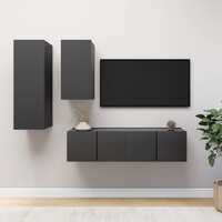  4 Piece TV Cabinet Set Grey Engineered Wood