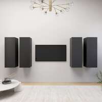  TV Cabinets 4 pcs Grey 30.5x30x90 cm Engineered Wood