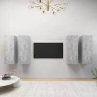  TV Cabinets 4 pcs Concrete Grey 30.5x30x90 cm Engineered Wood