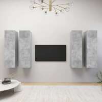  TV Cabinets 4 pcs Concrete Grey 30.5x30x110 cm Engineered Wood