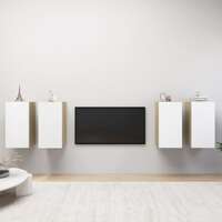 TV Cabinets 4 pcs White and Sonoma Oak 30.5x30x60 cm Engineered Wood