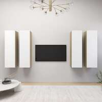  TV Cabinets 4 pcs White and Sonoma Oak 30.5x30x110 cm Engineered Wood