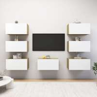  TV Cabinets 7 pcs White and Sonoma Oak 30.5x30x60 cm Engineered Wood