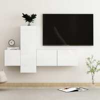  3 Piece TV Cabinet Set High Gloss White Engineered Wood
