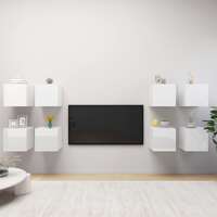  Wall Mounted TV Cabinets 8 pcs High Gloss White 30.5x30x30 cm