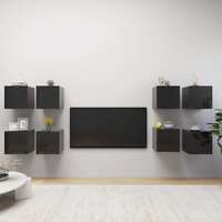  Wall Mounted TV Cabinets 8 pcs High Gloss Black 30.5x30x30 cm