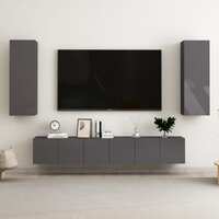  5 Piece TV Cabinet Set High Gloss Grey Engineered Wood