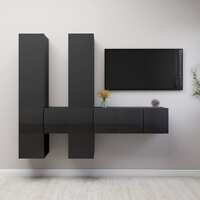  7 Piece TV Cabinet Set High Gloss Grey Engineered Wood