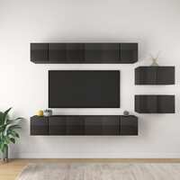  TV Cabinets 8 pcs High Gloss Grey Engineered Wood
