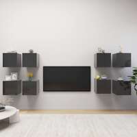  Wall Mounted TV Cabinets 8 pcs High Gloss Grey 30.5x30x30 cm