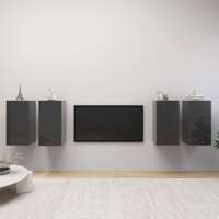  TV Cabinets 4 pcs High Gloss Grey 30.5x30x60 cm Engineered Wood