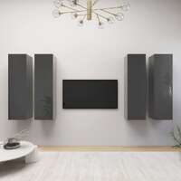  TV Cabinets 4 pcs High Gloss Grey 30.5x30x110 cm Engineered Wood