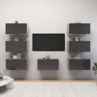  TV Cabinets 7 pcs High Gloss Grey 30.5x30x60 cm Engineered Wood
