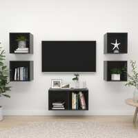  5 Piece TV Cabinet Set High Gloss Grey Engineered Wood