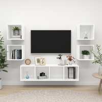  5 Piece TV Cabinet Set White Engineered Wood