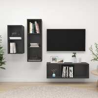  3 Piece TV Cabinet Set Grey Engineered Wood