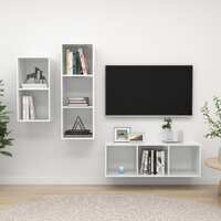  3 Piece TV Cabinet Set High Gloss White Engineered Wood
