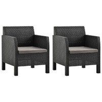  Garden Chairs with Cushions 2 pcs PP Rattan Anthracite