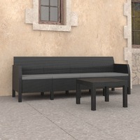  2 Piece Garden Lounge Set with Cushions PP Rattan Anthracite