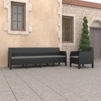  2 Piece Garden Lounge Set with Cushions PP Rattan Anthracite