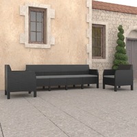  3 Piece Garden Lounge Set with Cushions PP Rattan Anthracite