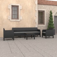  4 Piece Garden Lounge Set with Cushions PP Rattan Anthracite