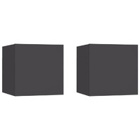  Bedside Cabinets 2 pcs Grey 30.5x30x30 cm Engineered Wood