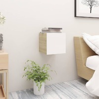  Bedside Cabinet White and Sonoma Oak 30.5x30x30 cm Engineered Wood